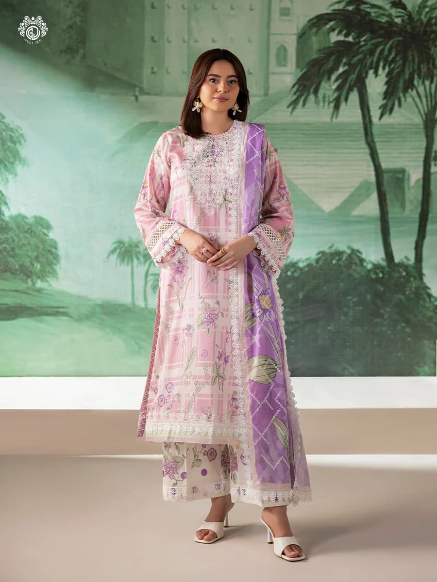 GULL JEE SERENA BLOOM 3-Piece Unstitched Embroidered Dress (Shirt, Trouser & Dupatta) GSRB2601A11