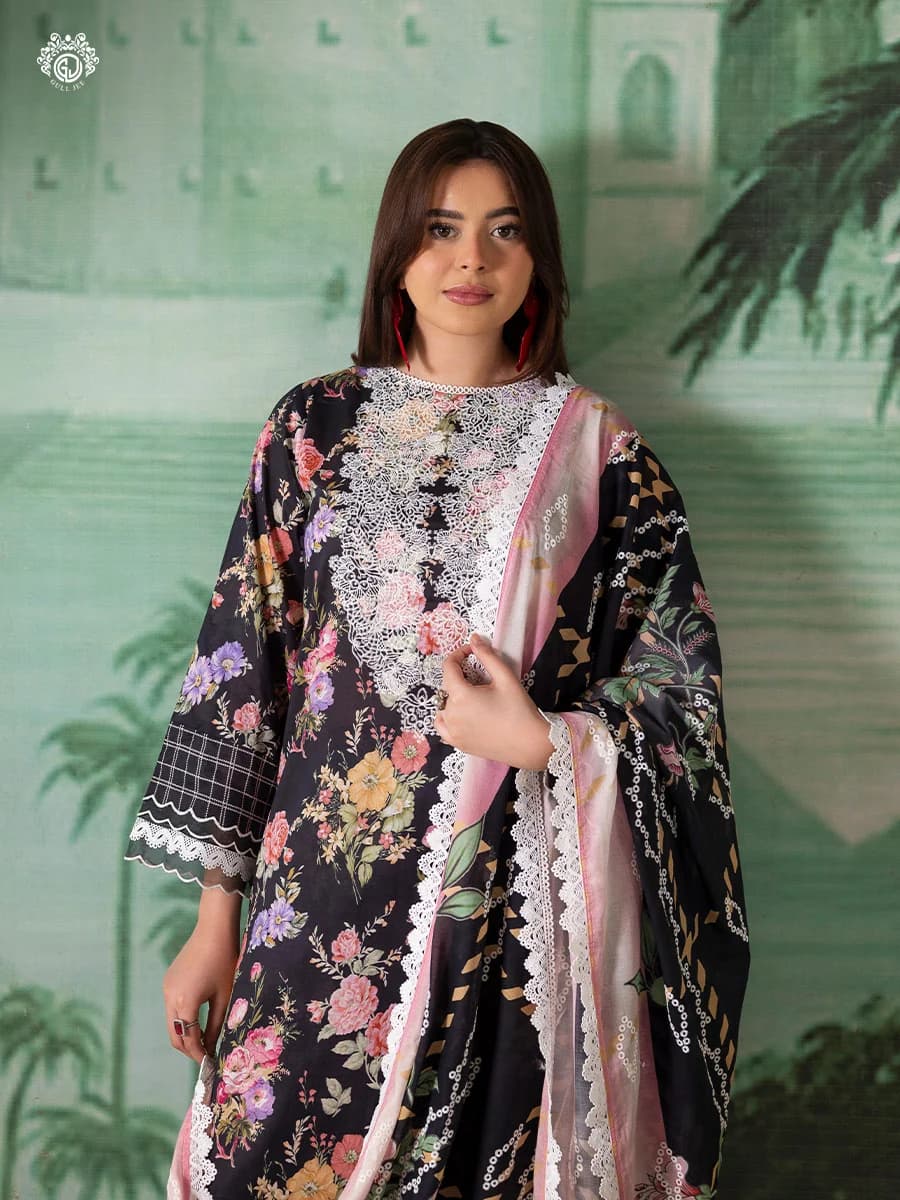 GULL JEE SERENA BLOOM 3-Piece Unstitched Embroidered Dress (Shirt, Trouser & Dupatta) GSRB2601A10