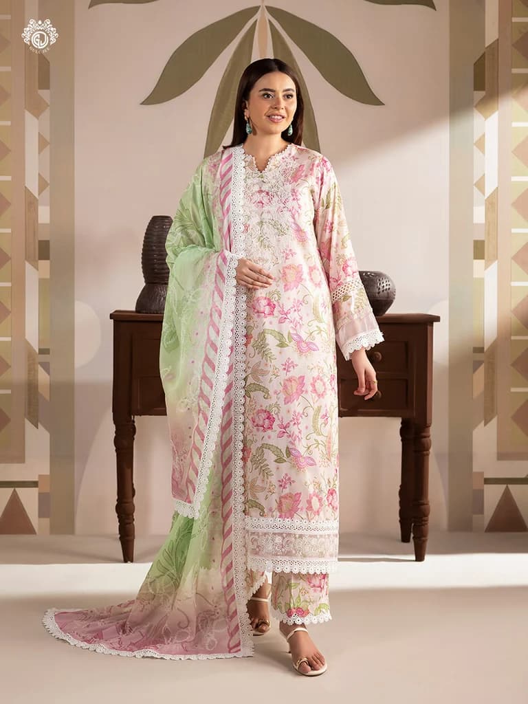 GULL JEE SERENA BLOOM 3-Piece Unstitched Embroidered Dress (Shirt, Trouser & Dupatta) GSRB2601A9