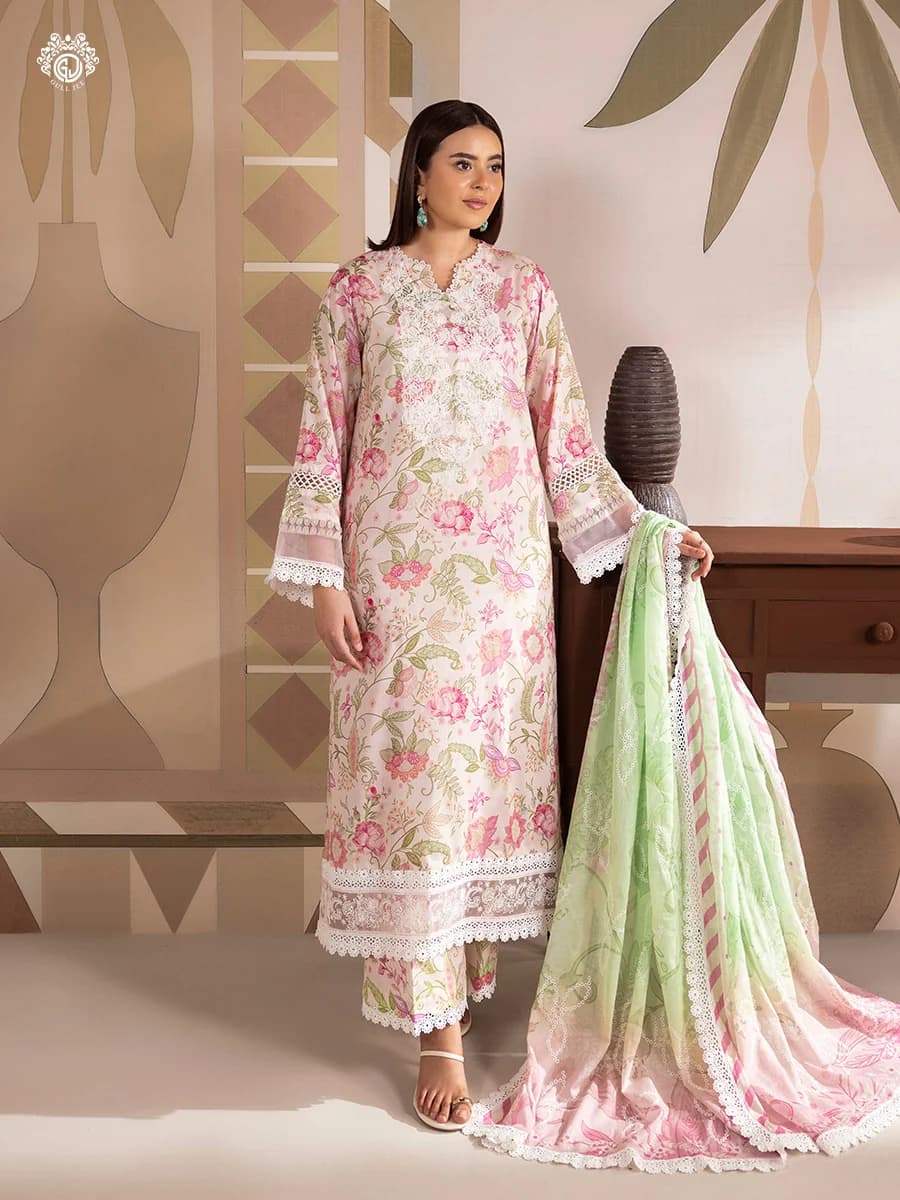 GULL JEE SERENA BLOOM 3-Piece Unstitched Embroidered Dress (Shirt, Trouser & Dupatta) GSRB2601A9