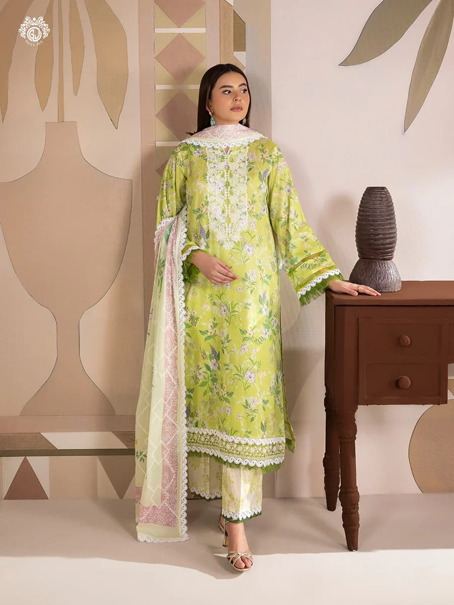 GULL JEE SERENA BLOOM 3-Piece Unstitched Embroidered Dress (Shirt, Trouser & Dupatta) GSRB2601A8