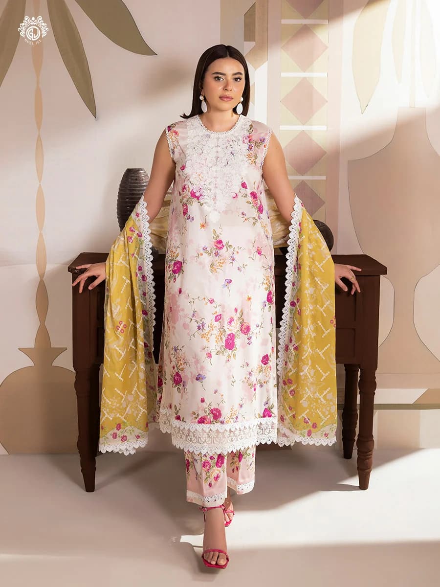 GULL JEE SERENA BLOOM 3-Piece Unstitched Embroidered Dress (Shirt, Trouser & Dupatta) GSRB2601A7