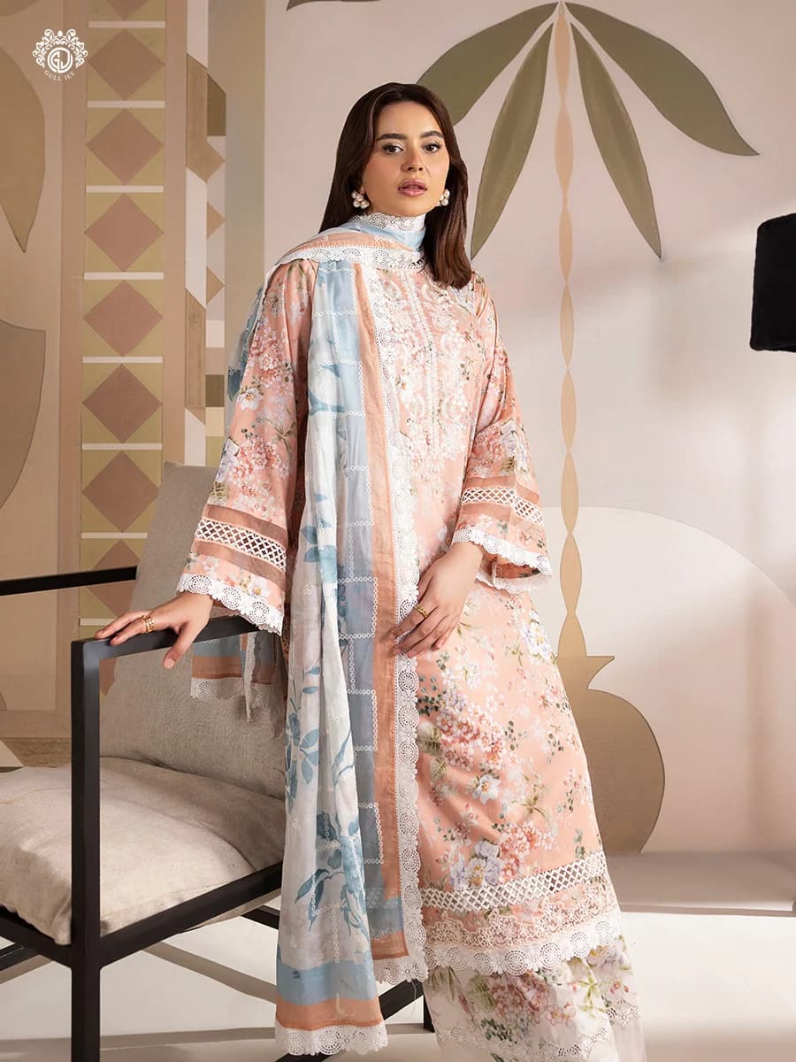 GULL JEE SERENA BLOOM 3-Piece Unstitched Embroidered Dress (Shirt, Trouser & Dupatta) GSRB2601A5
