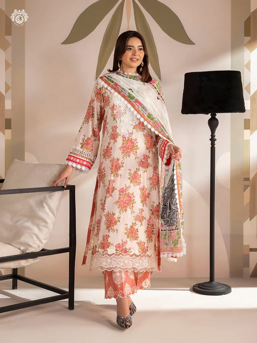 GULL JEE SERENA BLOOM 3-Piece Unstitched Embroidered Dress (Shirt, Trouser & Dupatta) GSRB2601A4