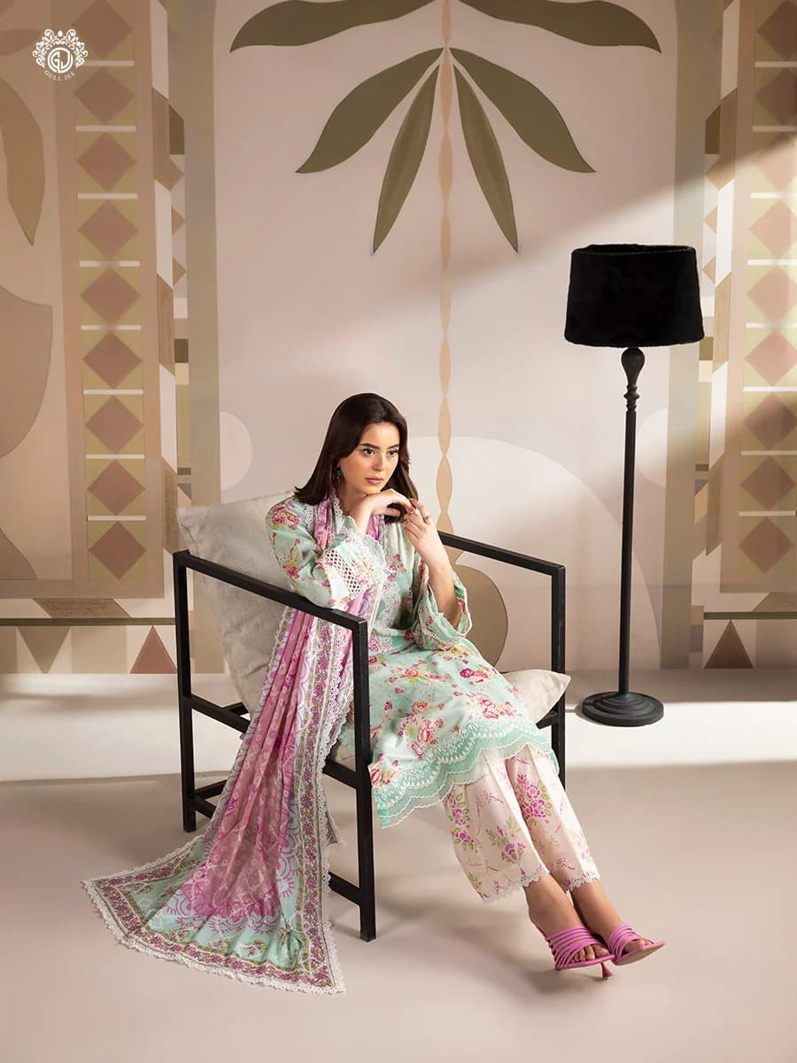 GULL JEE SERENA BLOOM 3-Piece Unstitched Embroidered Dress (Shirt, Trouser & Dupatta) GSRB2601A3