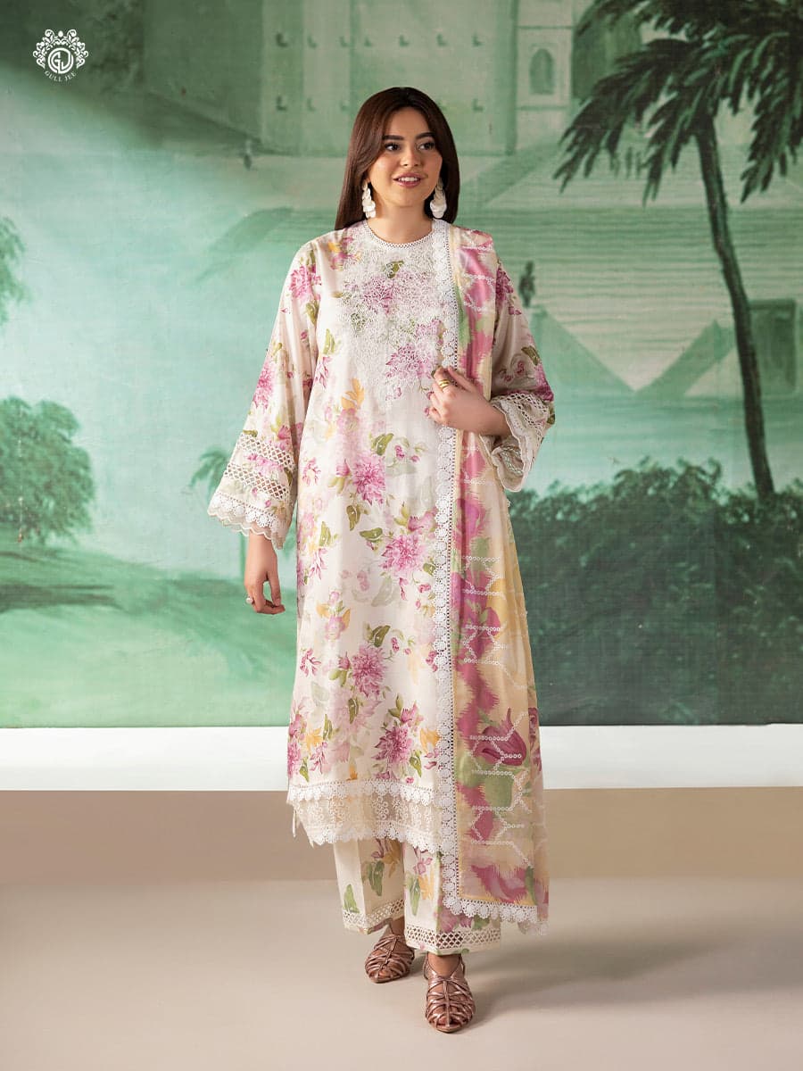 GULL JEE SERENA BLOOM 3-Piece Unstitched Embroidered Dress (Shirt, Trouser & Dupatta) GSRB2601A12