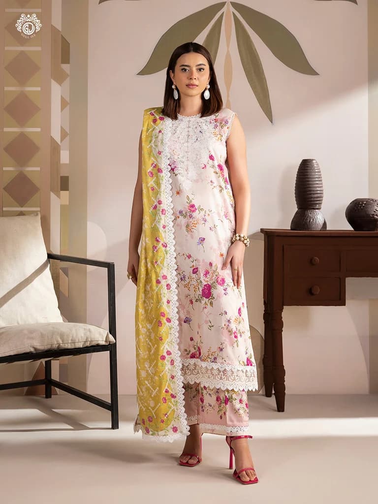 GULL JEE SERENA BLOOM 3-Piece Unstitched Embroidered Dress (Shirt, Trouser & Dupatta) GSRB2601A7