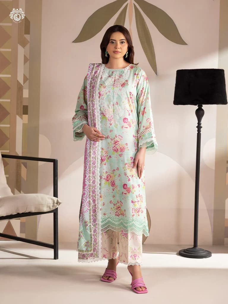 GULL JEE SERENA BLOOM 3-Piece Unstitched Embroidered Dress (Shirt, Trouser & Dupatta) GSRB2601A3